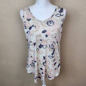 Alter'd State Pink Tan and Gray Rose Print Stretch Tank Medium (3694)